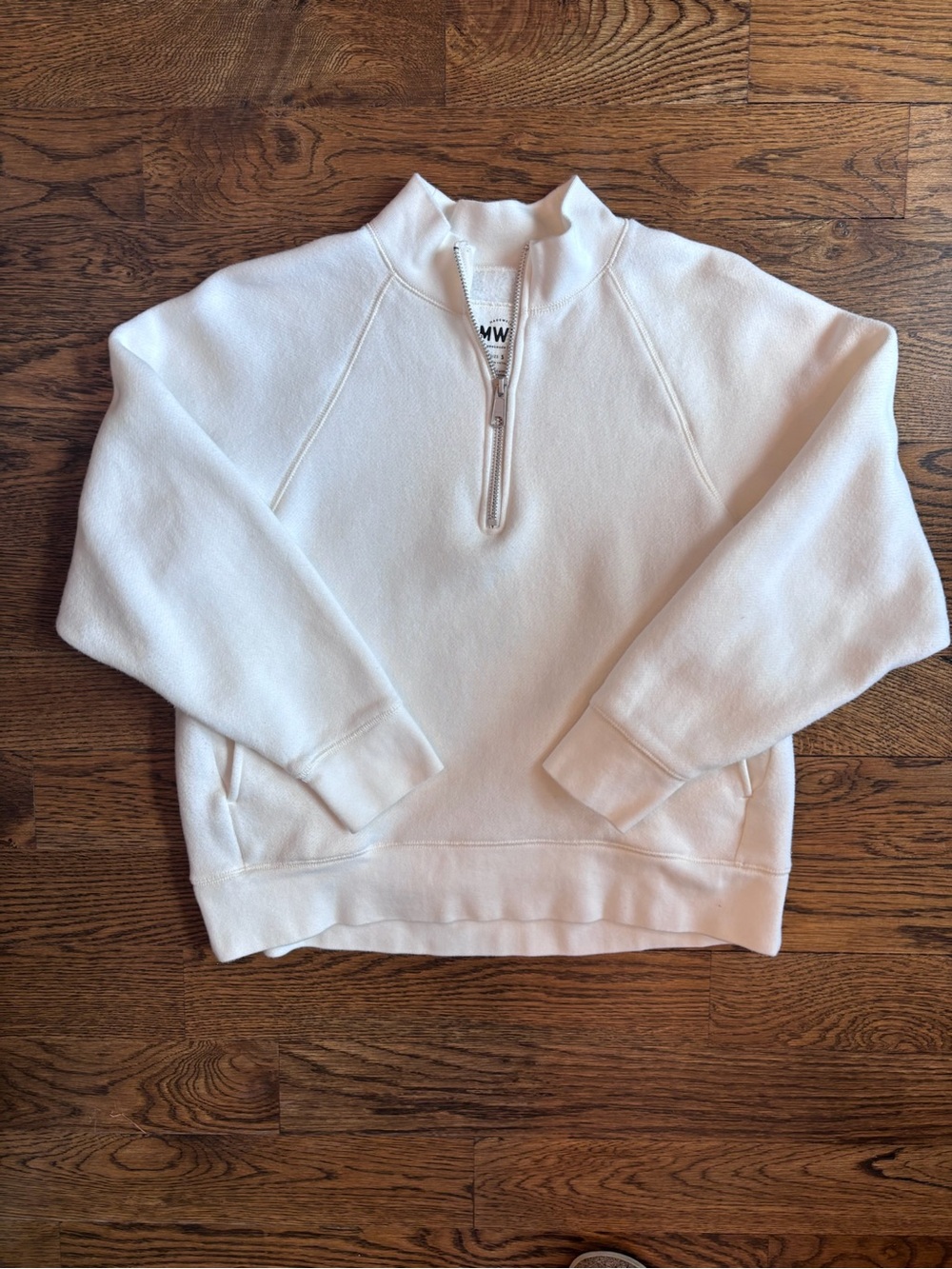 Madewell MWL White Half-Zip Fleece Sweatshirt | Women’s Small